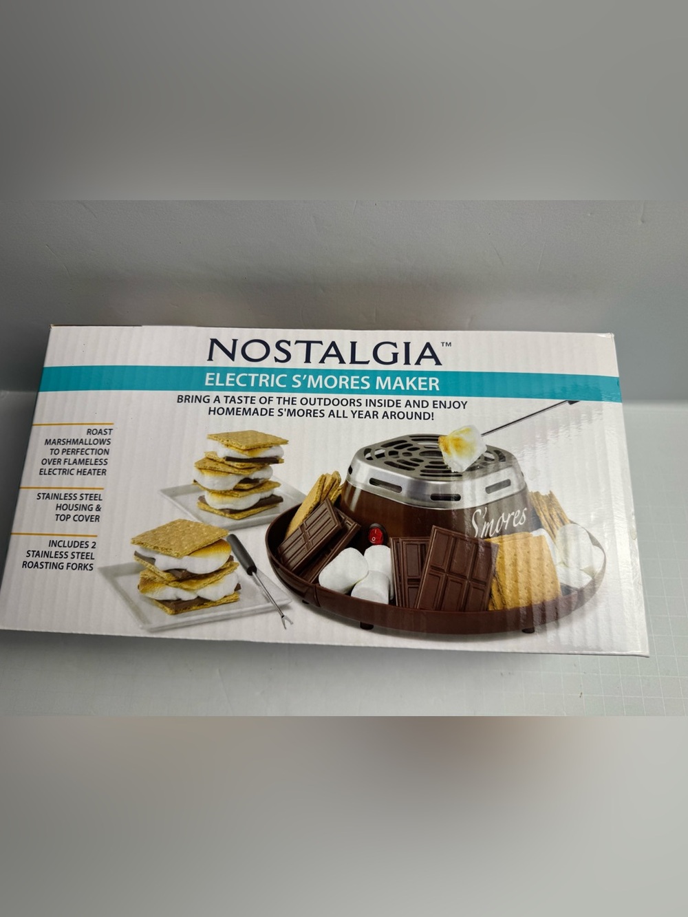 Nostalgia Brown Electric S'mores Maker with Accessory Storage